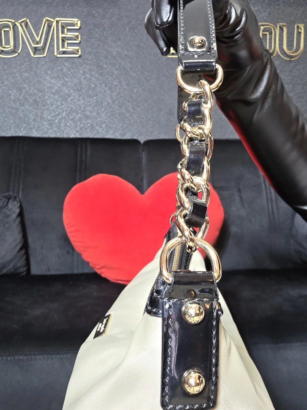 Kate Spade New York Women Hobo Shoulder Bag Nylon 2 Tone Color Black Tan EUC